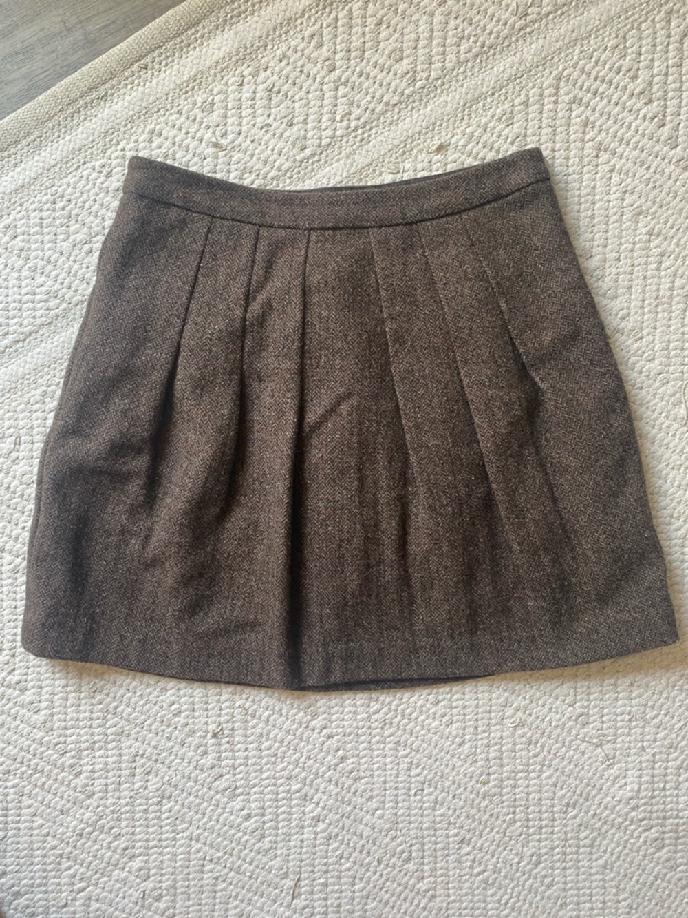 GAP Brown Tweed Pleated Mini Skirt